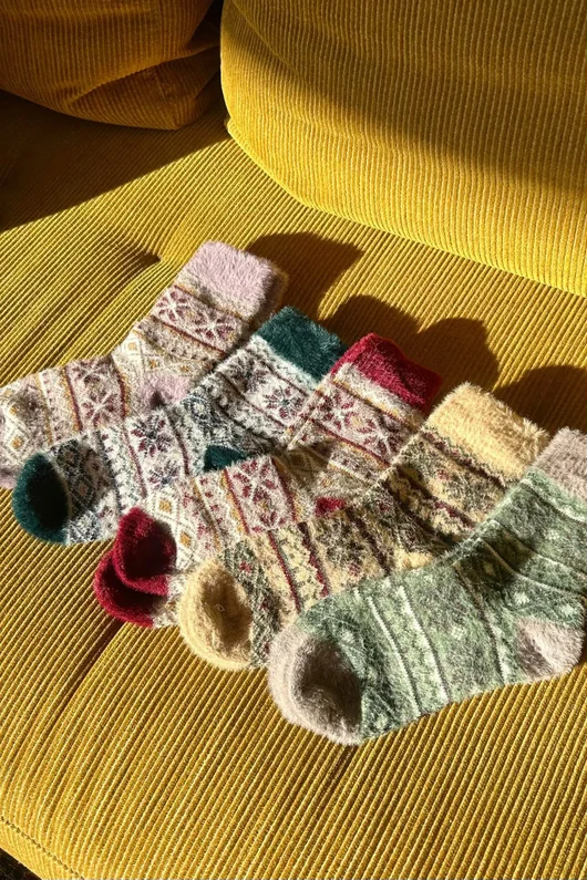 Cashmere Blend Apline Fair Isle 5 Piece Sock Pack